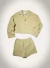 Dylla - Tailored Washed Calico Shorts - Sage sold by Nanushka