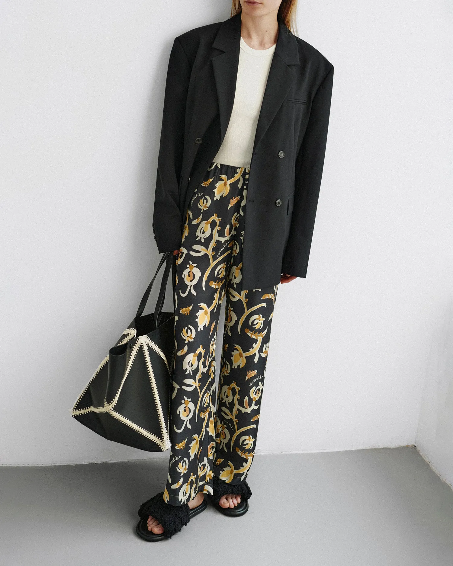 Brenda - Printed Silk Twill Pants - Black Floral sold by Nanushka product image thumbnail 2
