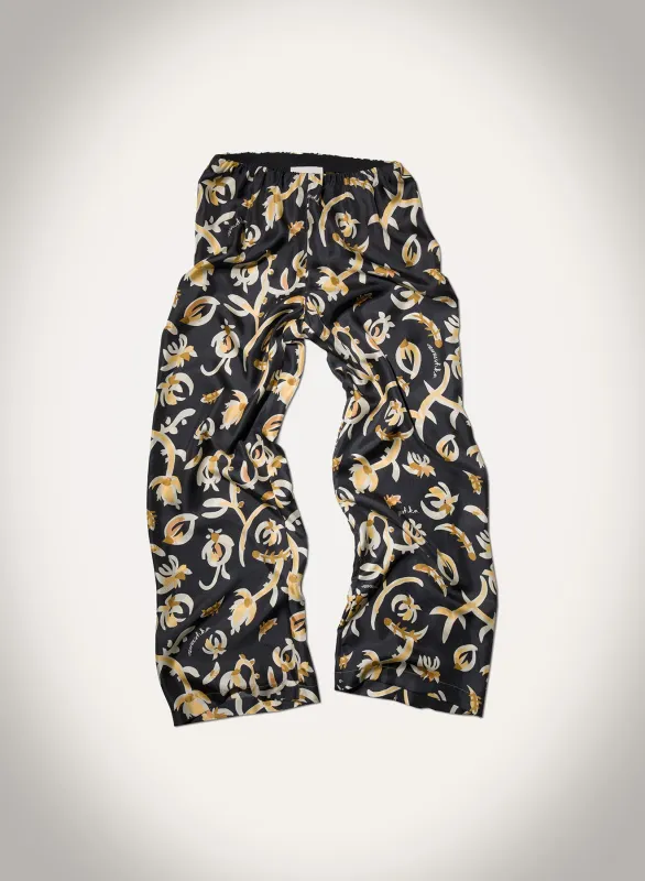 Brenda - Printed Silk Twill Pants - Black Floral sold by Nanushka
