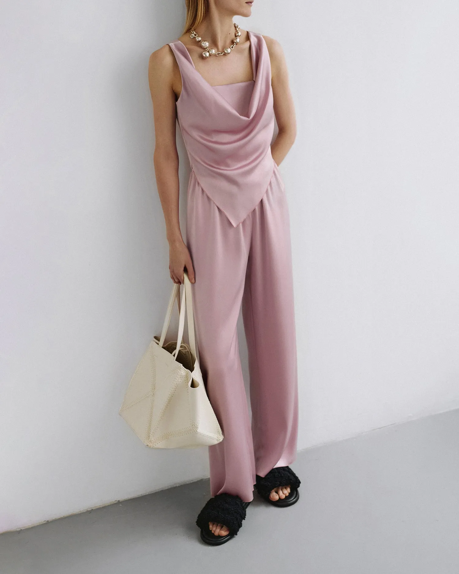 Brenda - Slip Satin Pants - Dusty Pink sold by Nanushka product image thumbnail 2