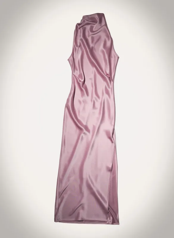 Peregrine - Cowl-Neck Satin Midi Dress - Dusty Pink sold by Nanushka