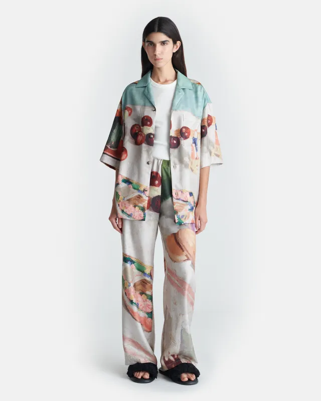 Brenda - Printed Silk Twill Pants - Gingerbread Heart sold by Nanushka