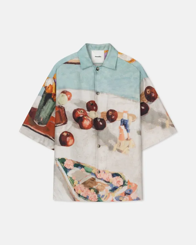 Caspian - Printed Silk Twill Shirt - Gingerbread Heart sold by Nanushka