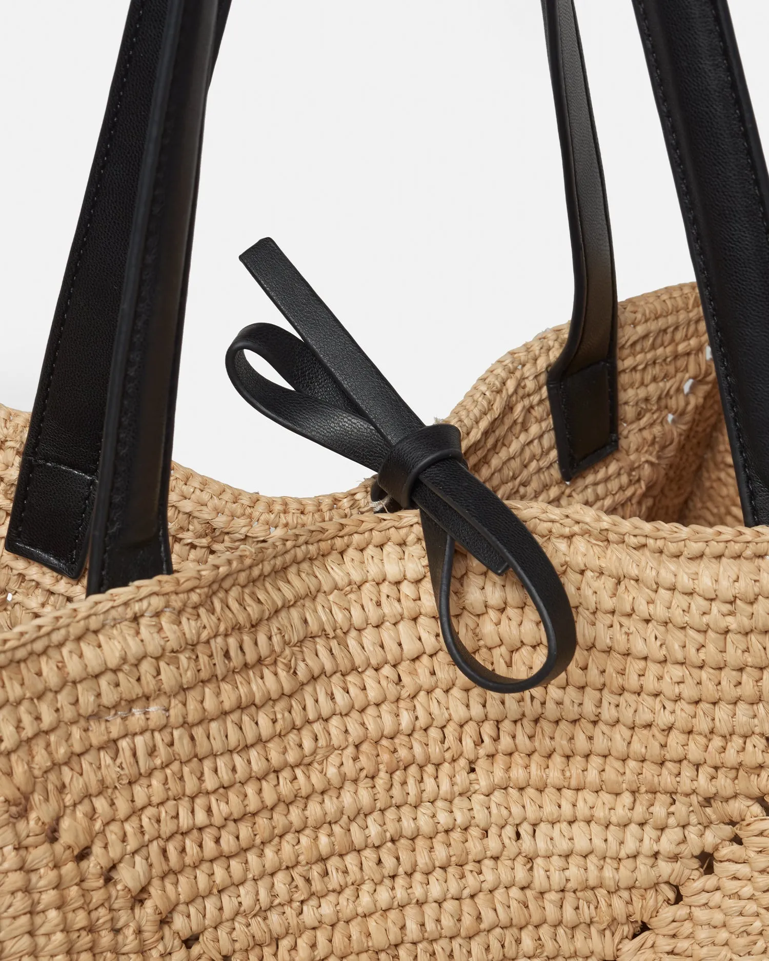 Origami Tote Large - Raffia Tote - Natural/Black sold by Nanushka product image thumbnail 4