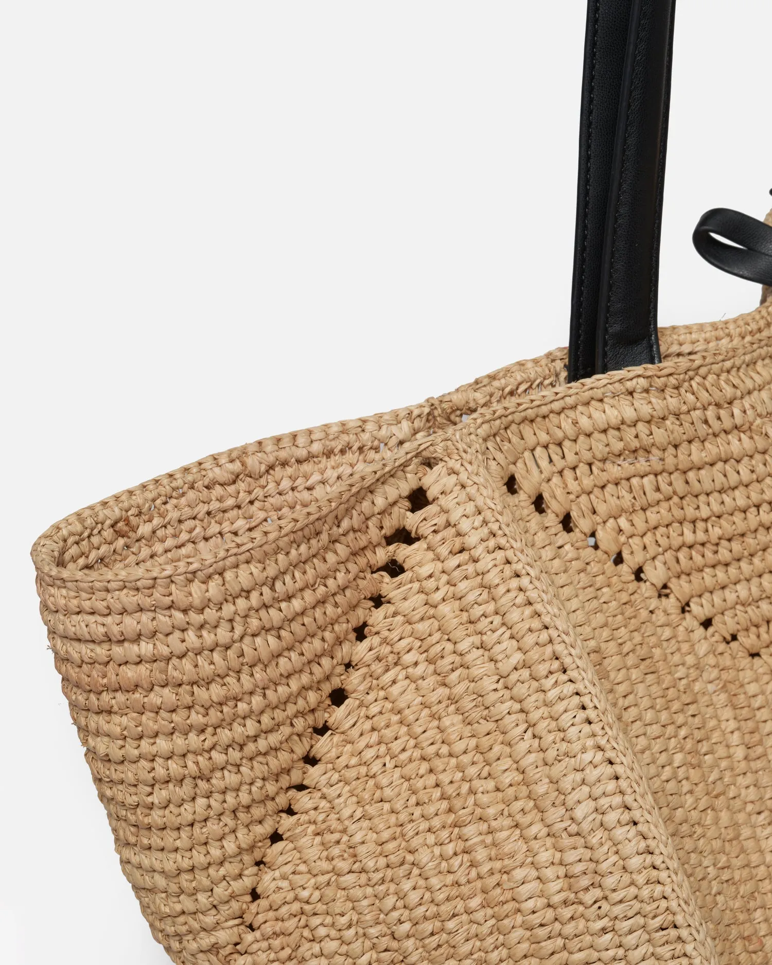 Origami Tote Large - Raffia Tote - Natural/Black sold by Nanushka product image thumbnail 5