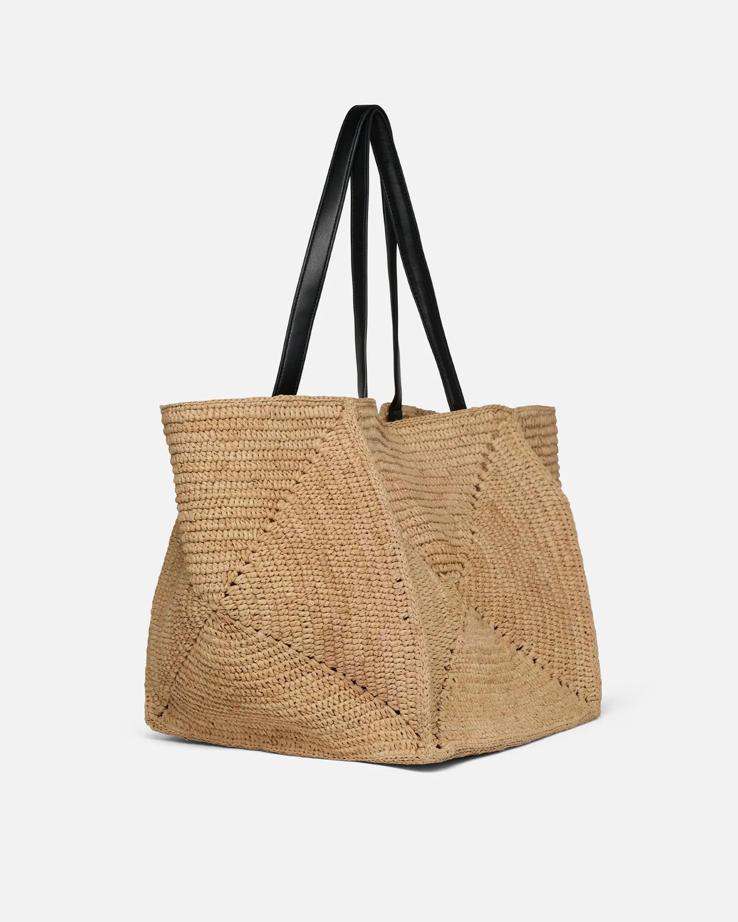 Origami Tote Large - Raffia Tote - Natural/Black sold by Nanushka product image thumbnail 3