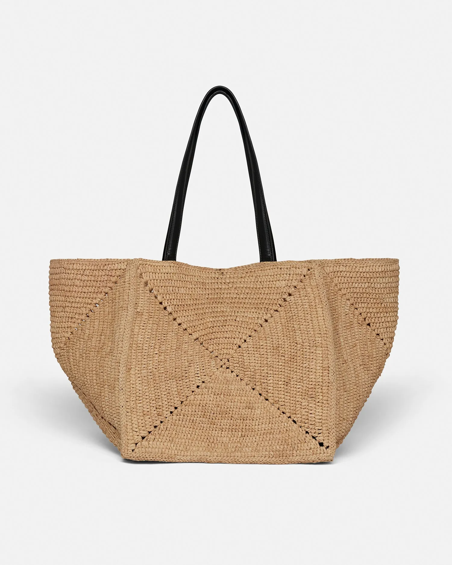 Origami Tote Large - Raffia Tote - Natural/Black sold by Nanushka product image thumbnail 2