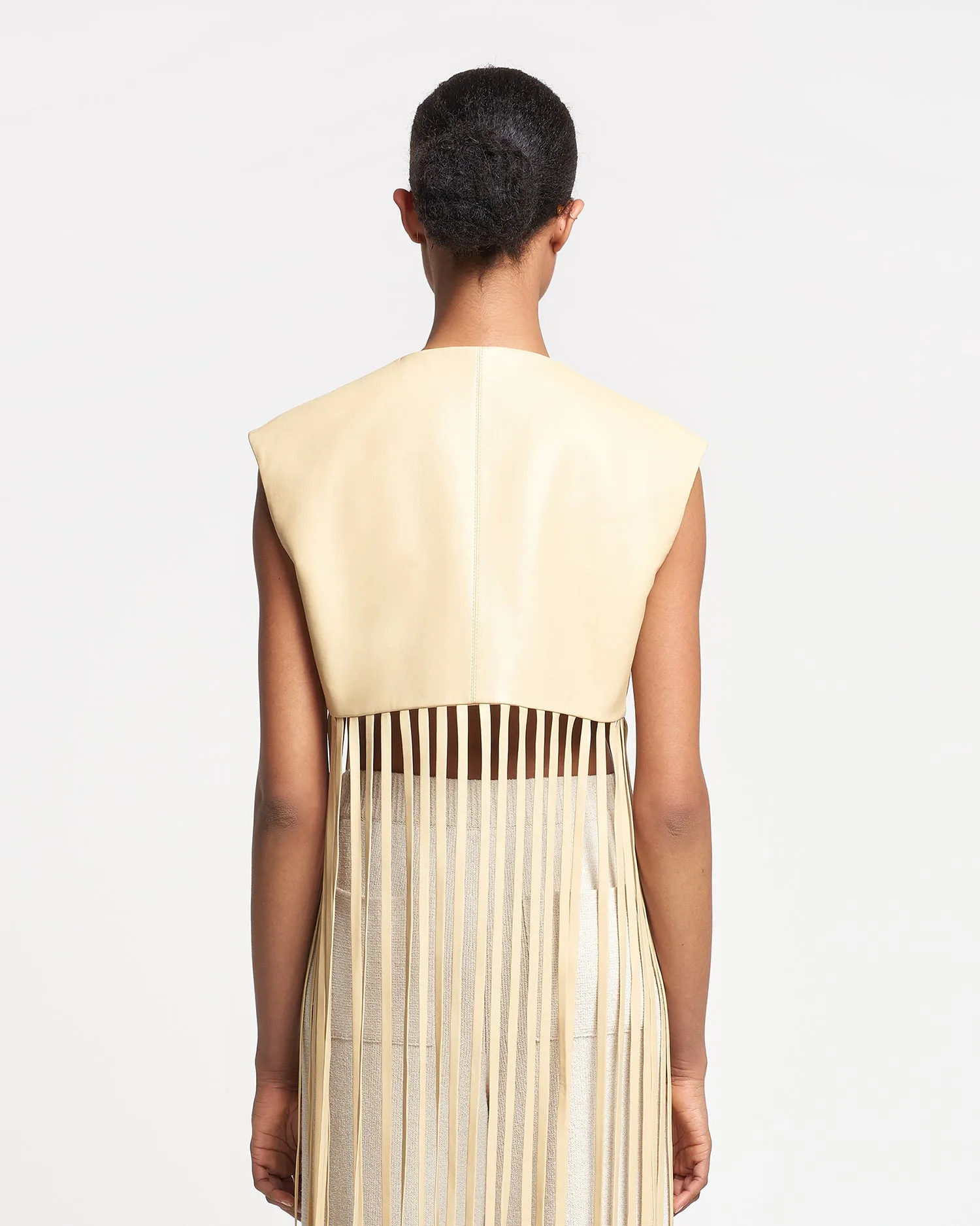 Derora - Fringed Regenerated Leather Vest - Vintage creme sold by Nanushka product image thumbnail 3