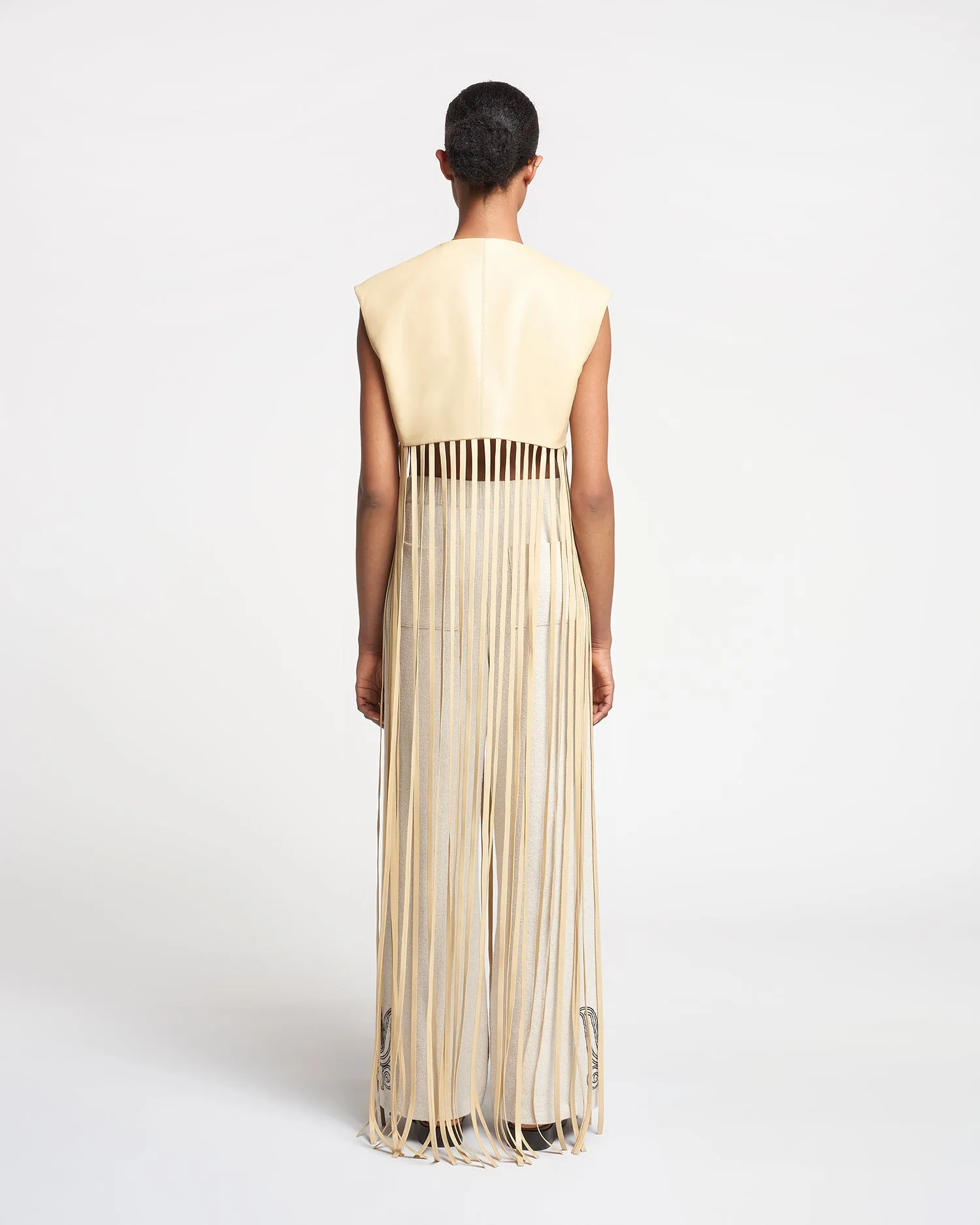 Derora - Fringed Regenerated Leather Vest - Vintage creme sold by Nanushka product image thumbnail 4