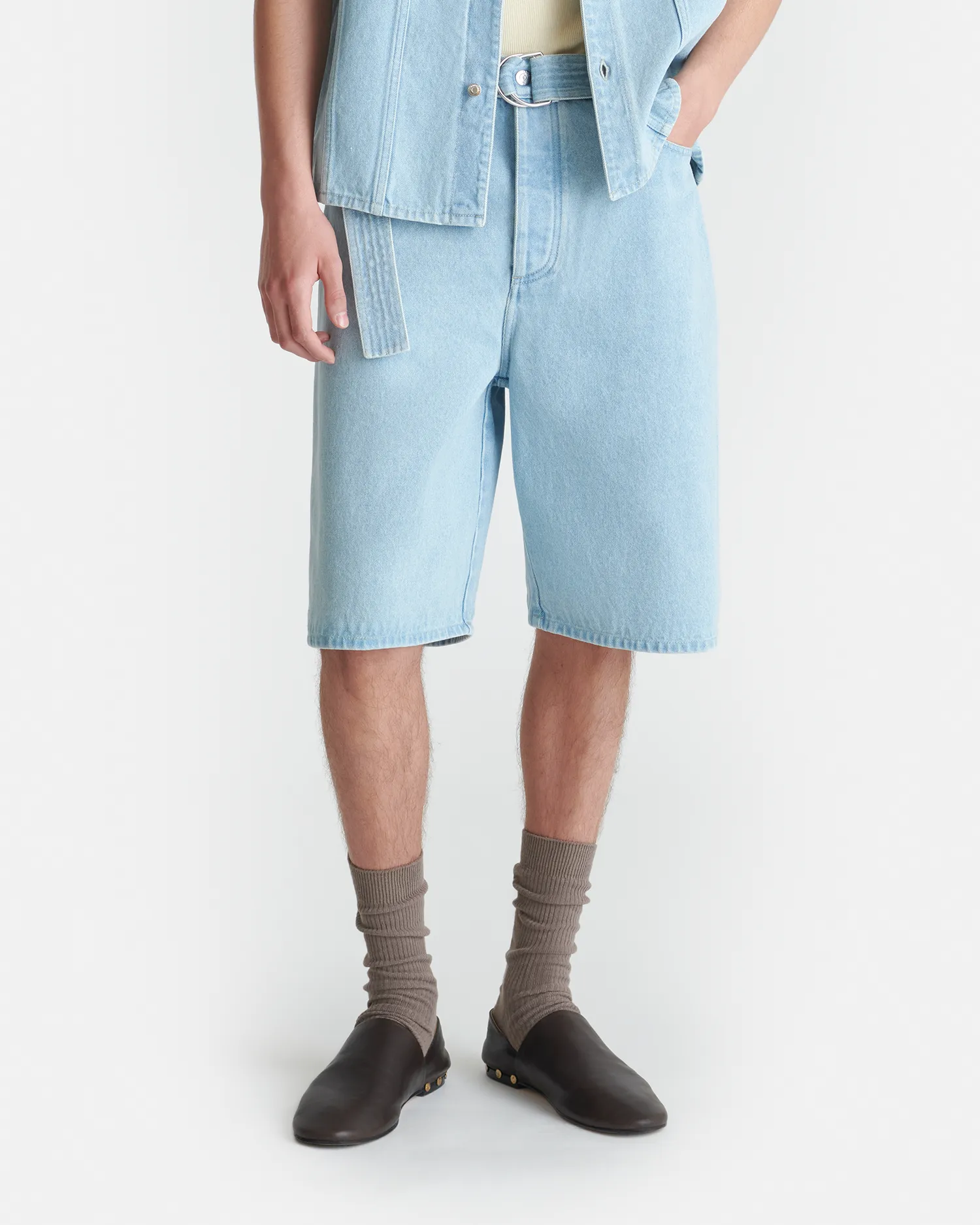 Mydal - Belted Denim Bermuda Shorts - Eco Bleach sold by Nanushka product image thumbnail 2