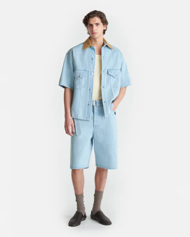 Mydal - Belted Denim Bermuda Shorts - Eco Bleach sold by Nanushka