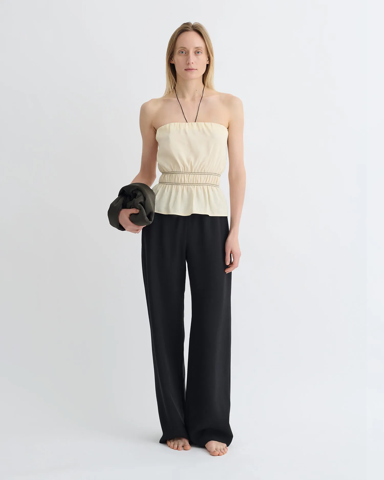 Rosey - Glass Poplin Bandeau Top - Oat sold by Nanushka product image thumbnail 3