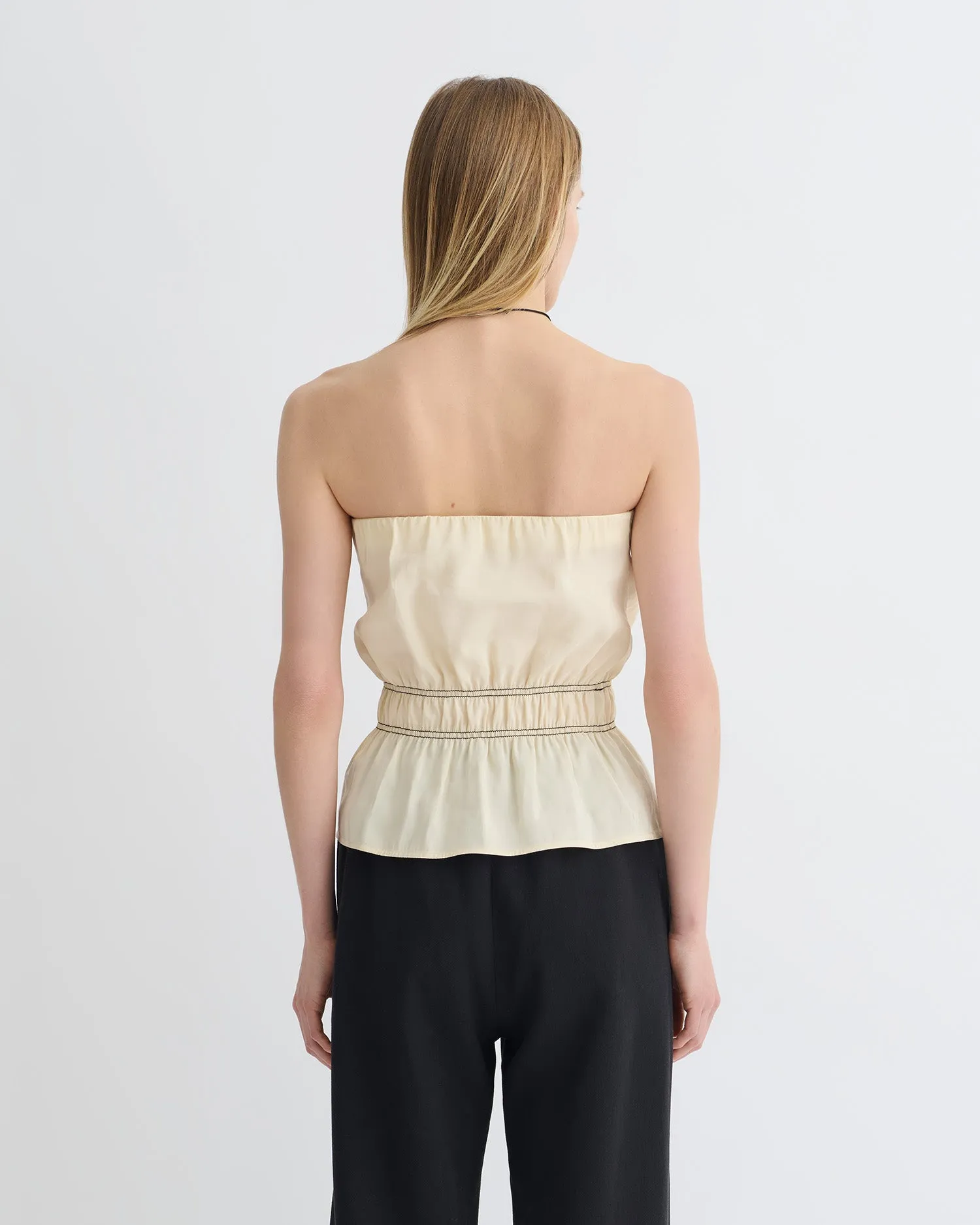 Rosey - Glass Poplin Bandeau Top - Oat sold by Nanushka product image thumbnail 2