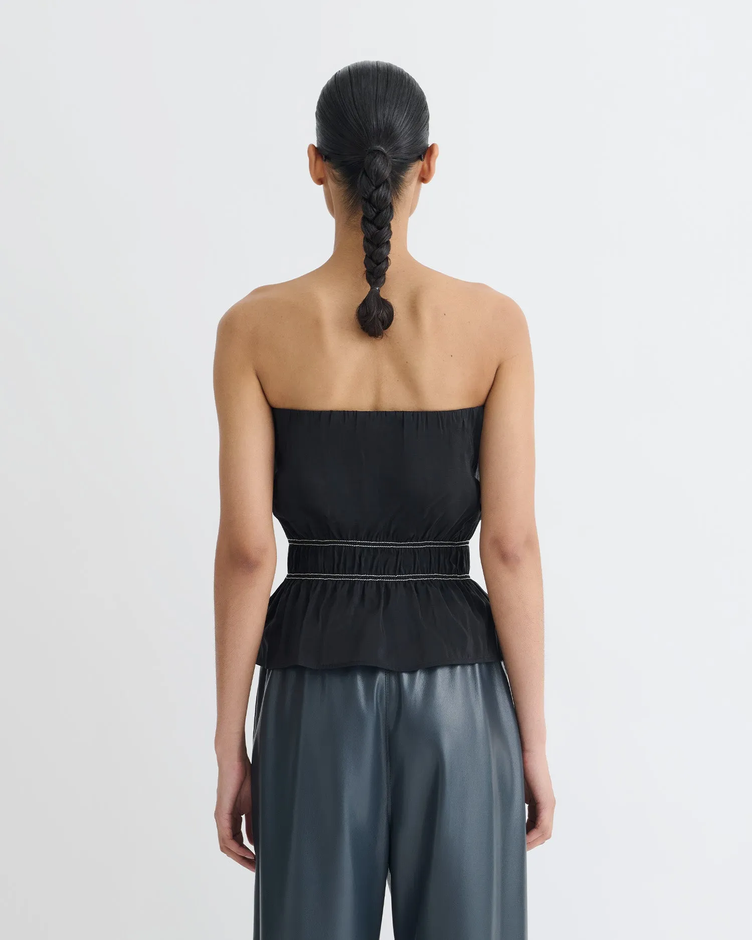 Rosey - Glass Poplin Bandeau Top - Black sold by Nanushka product image thumbnail 5