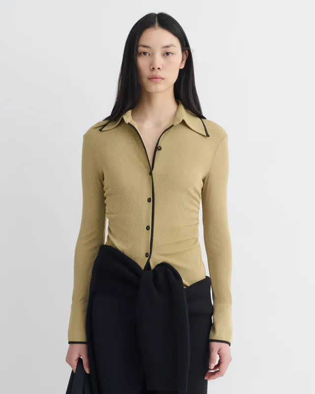 Idana - Mesh Jersey Shirt - Sand/Anthracite sold by Nanushka