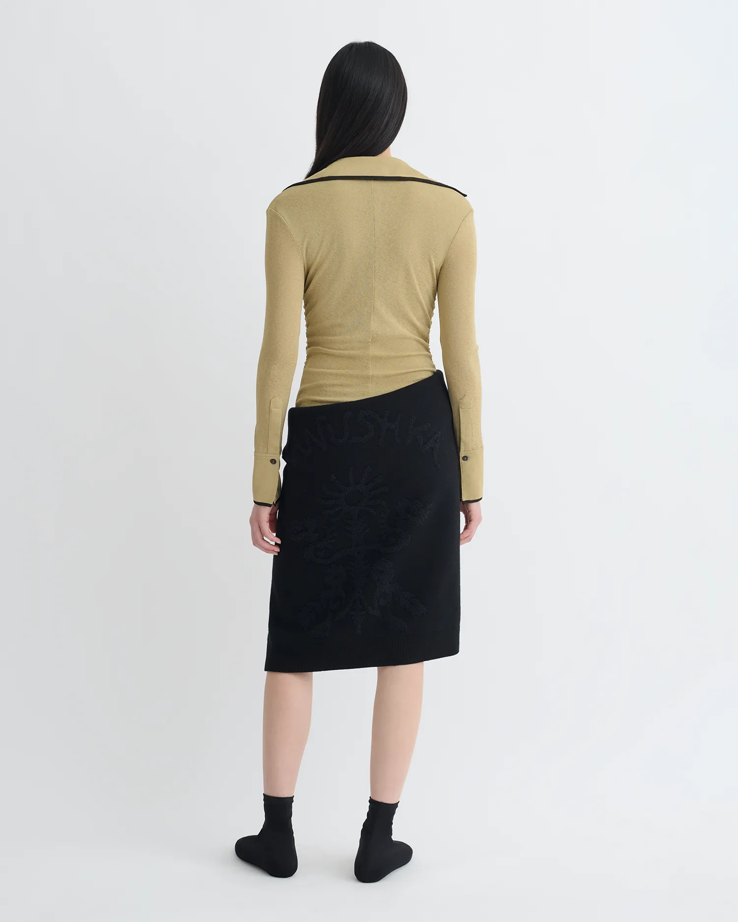 Idana - Mesh Jersey Shirt - Sand/Anthracite sold by Nanushka product image thumbnail 3