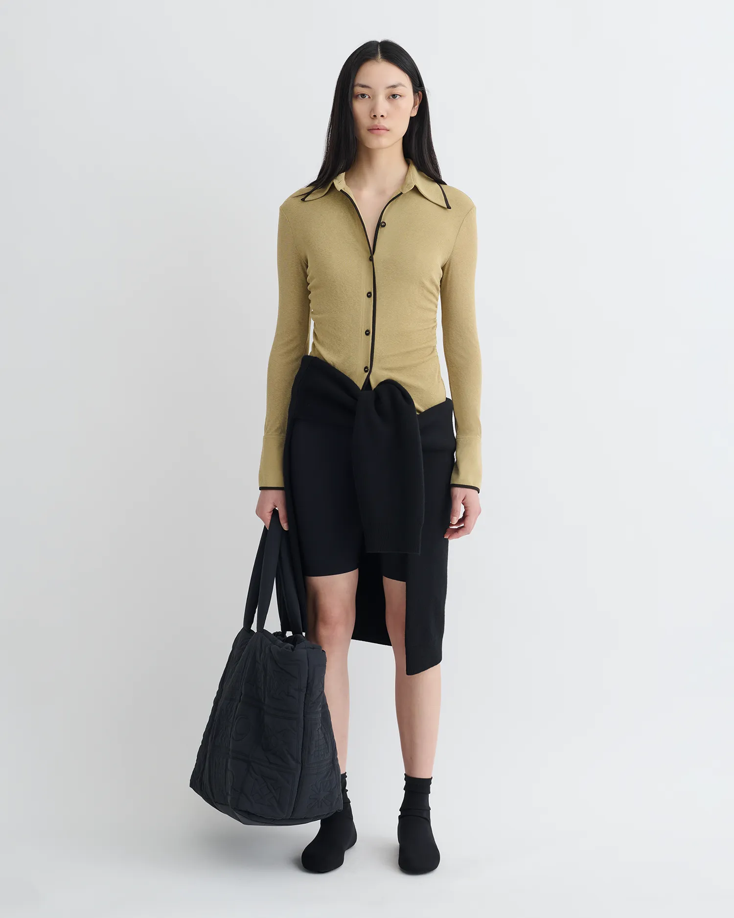 Idana - Mesh Jersey Shirt - Sand/Anthracite sold by Nanushka product image thumbnail 2