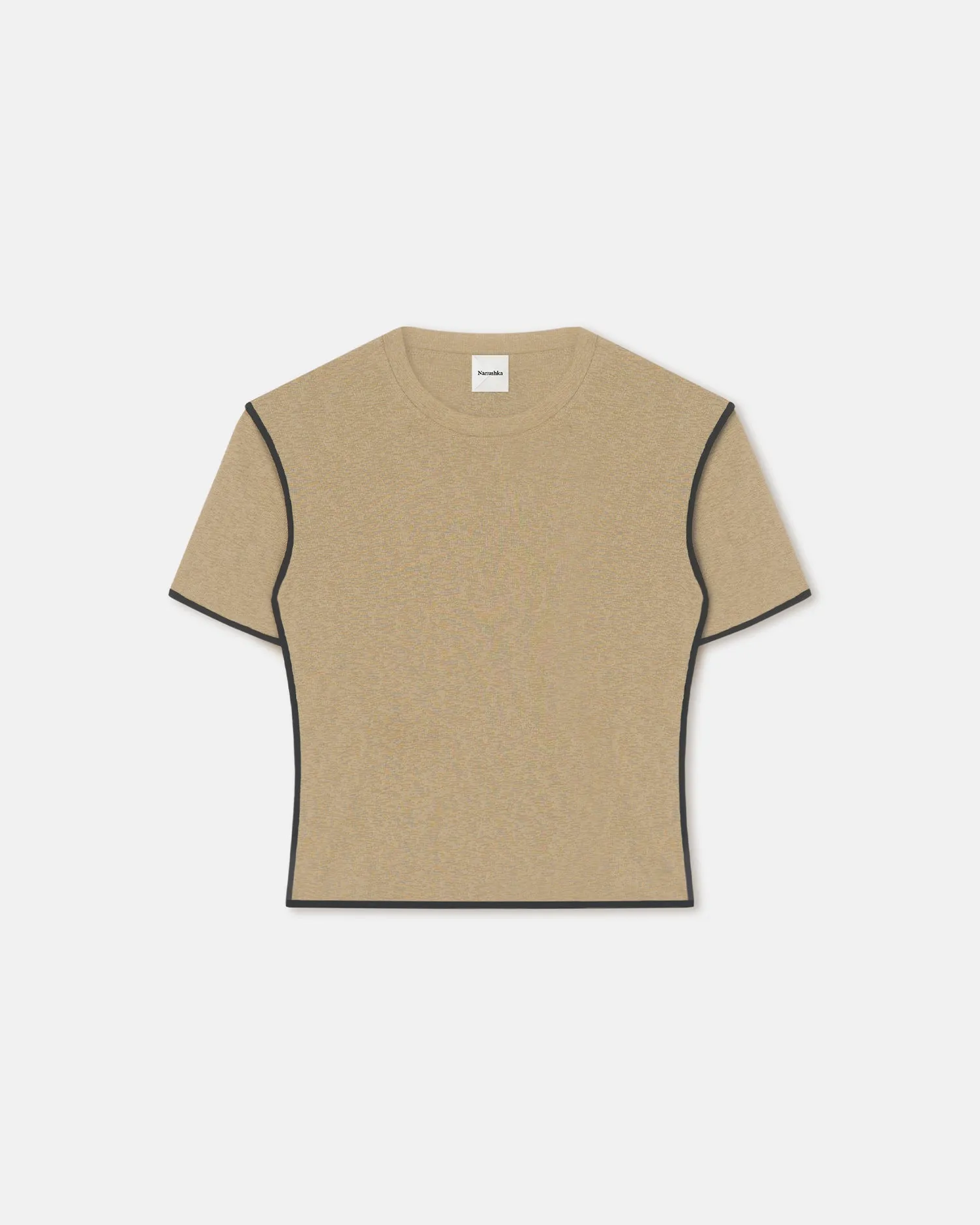 Sabelle - Cropped Mesh Jersey T-Shirt - Sand/Anthracite sold by Nanushka product image thumbnail 5