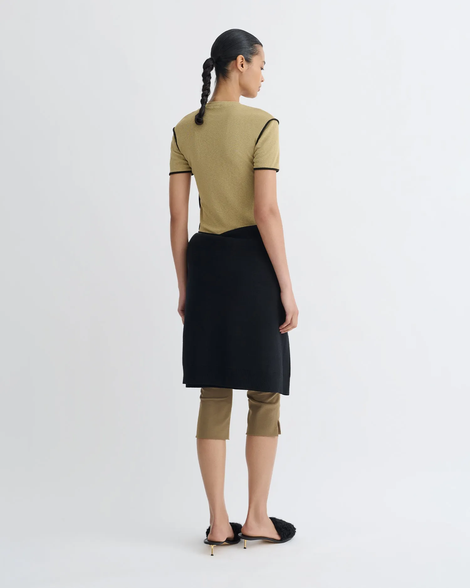 Sabelle - Cropped Mesh Jersey T-Shirt - Sand/Anthracite sold by Nanushka product image thumbnail 3