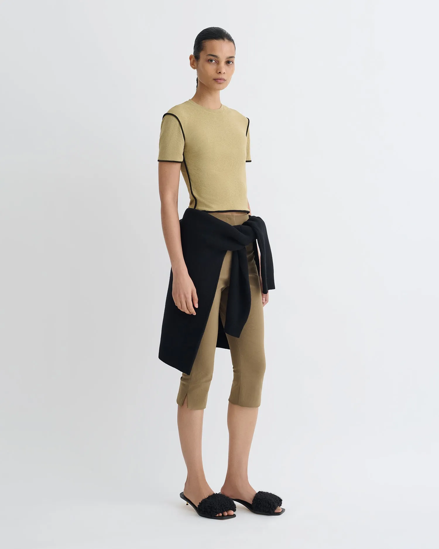 Sabelle - Cropped Mesh Jersey T-Shirt - Sand/Anthracite sold by Nanushka product image thumbnail 2