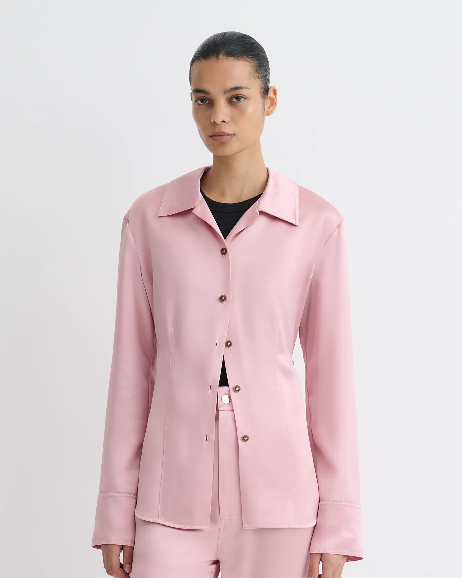 Nathalie - Slip Satin Shirt - Pink sold by Nanushka