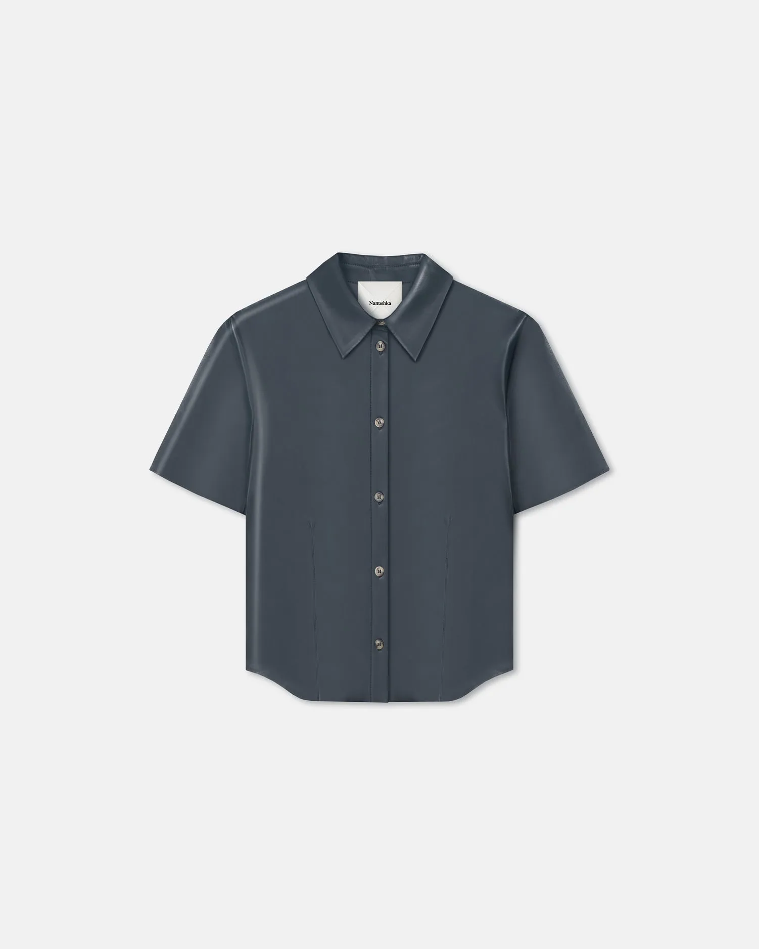 Clare - Okobor™Alt-Leather Shirt - Steel Blue sold by Nanushka