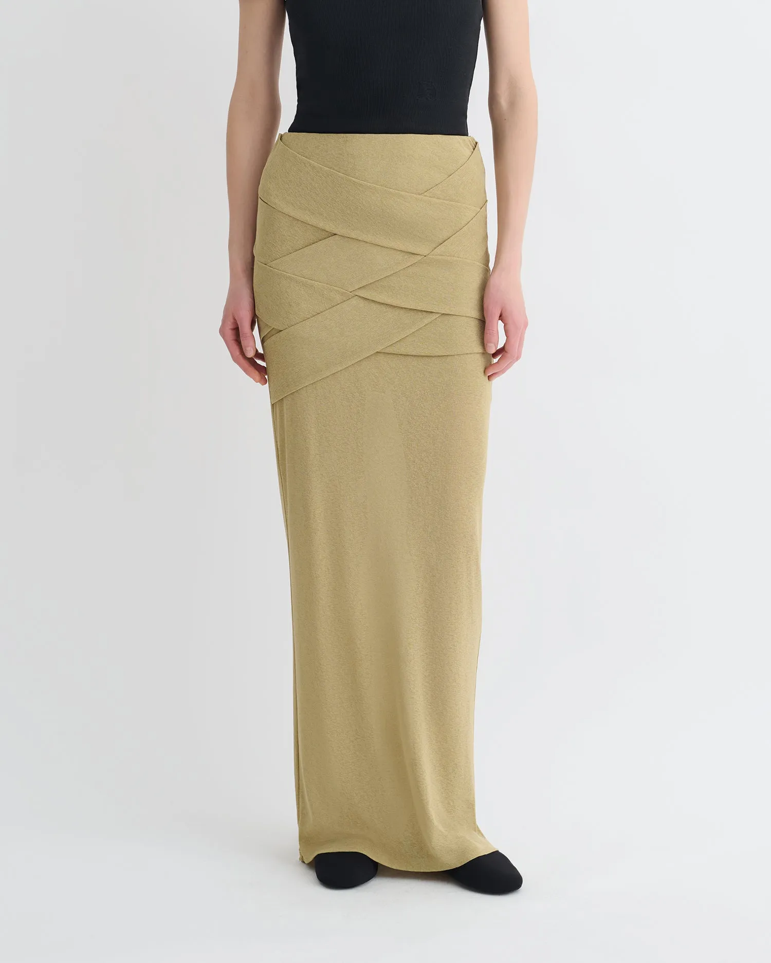 Shanda - Draped Mesh Jersey Maxi Skirt - Sand sold by Nanushka product image thumbnail 4