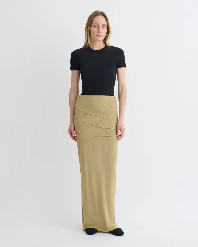 Shanda - Draped Mesh Jersey Maxi Skirt - Sand sold by Nanushka