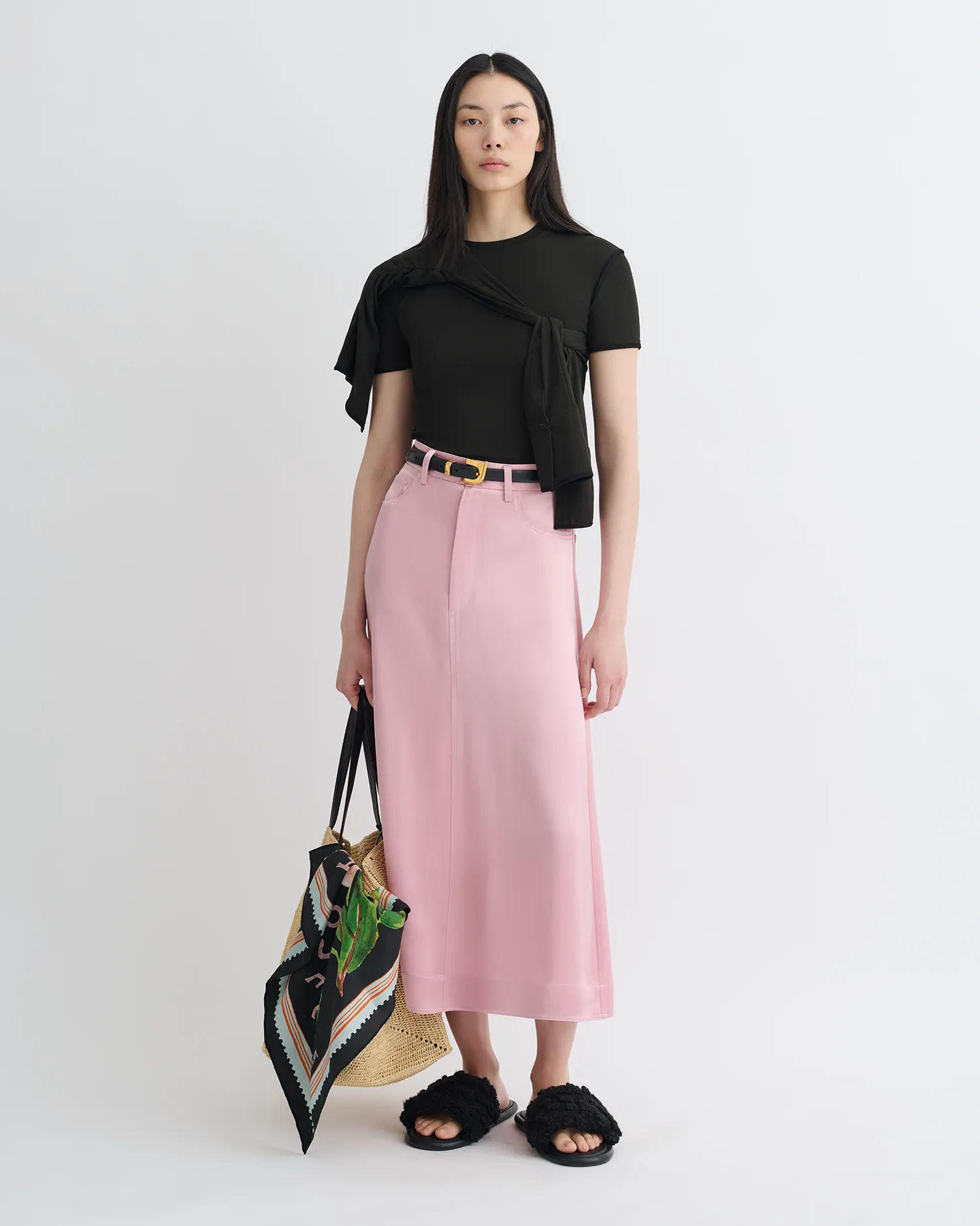 Cintia - Slip Satin Midi Skirt - Pink sold by Nanushka