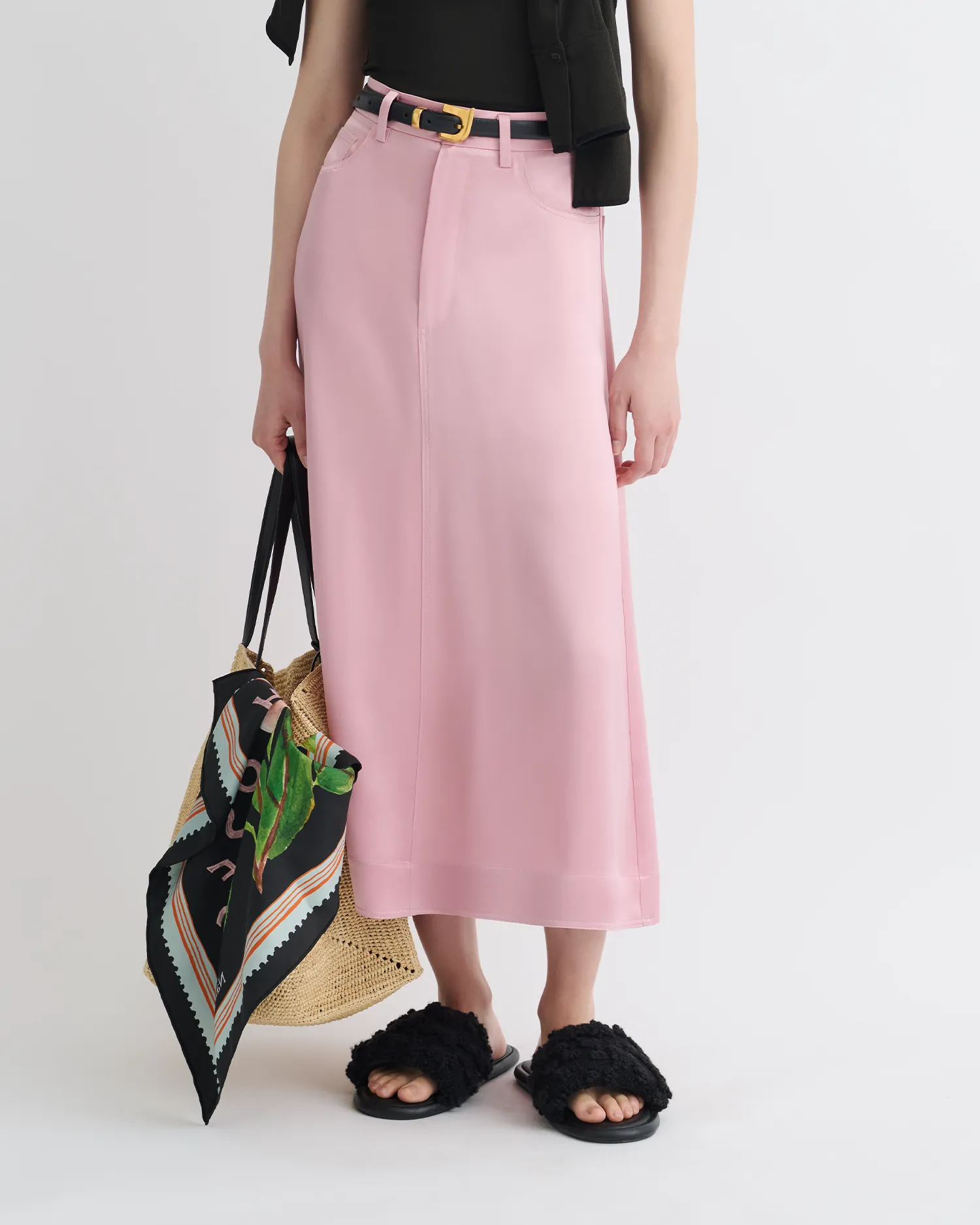 Cintia - Slip Satin Midi Skirt - Pink sold by Nanushka product image thumbnail 3
