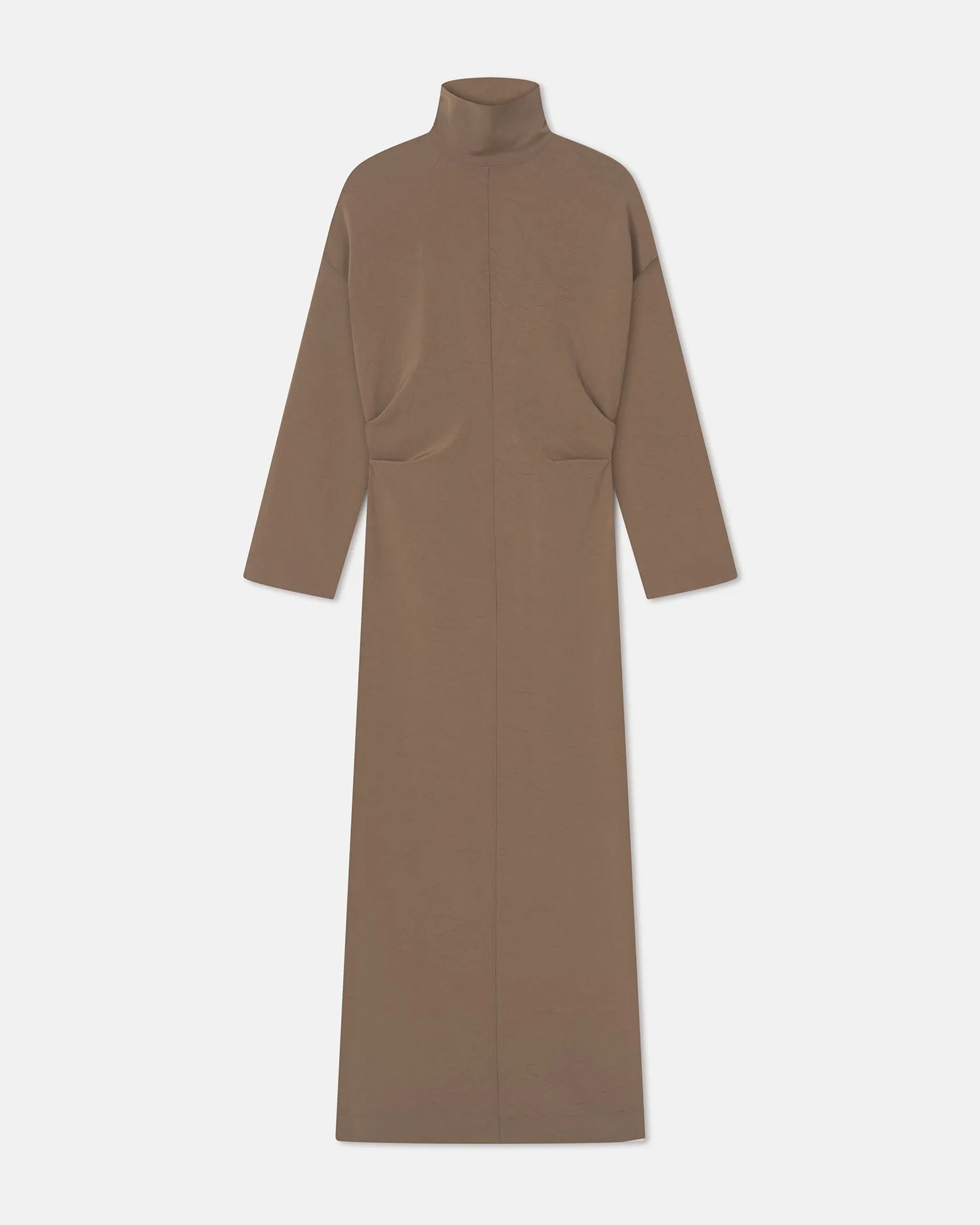 Jasmon - Draped Paper Jersey Turtleneck Dress - Brown sold by Nanushka