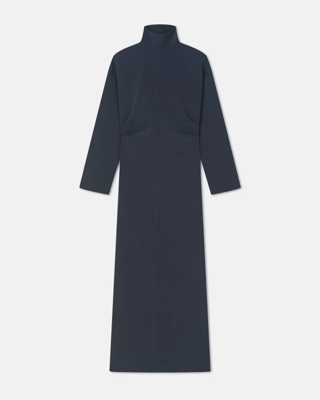 Jasmon - Draped Paper Jersey Turtleneck Dress - Dusty Blue sold by Nanushka
