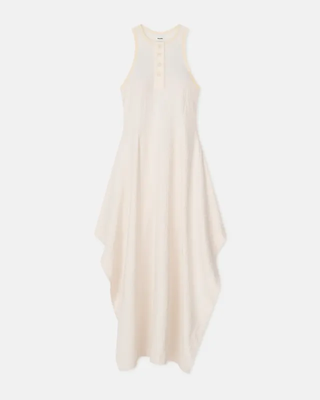 Thoosa - Draped Crepe Melange Midi Dress - Creme made by Nanushka