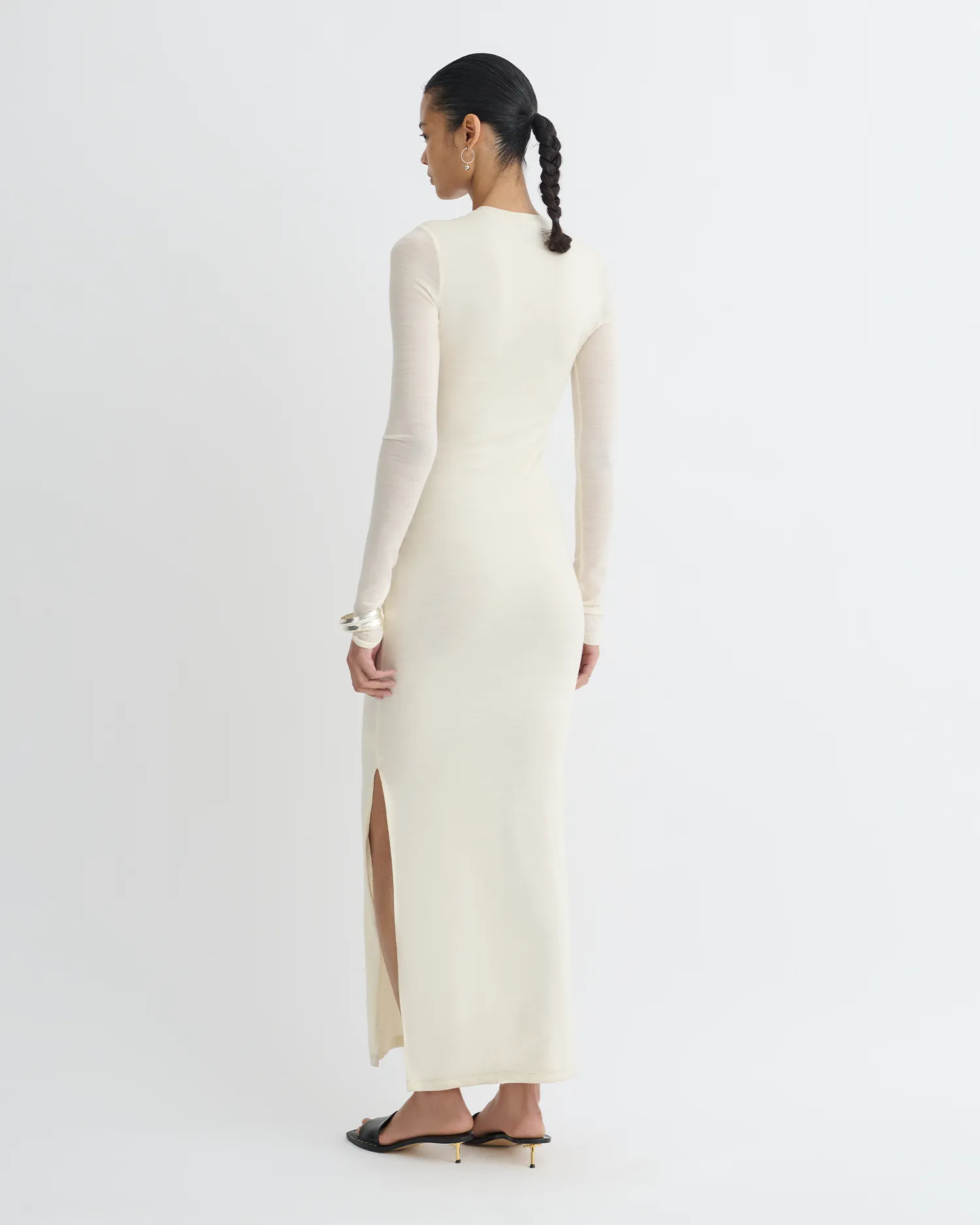 Linora - Draped Wool Jersey Midi Dress - Creme sold by Nanushka product image thumbnail 2