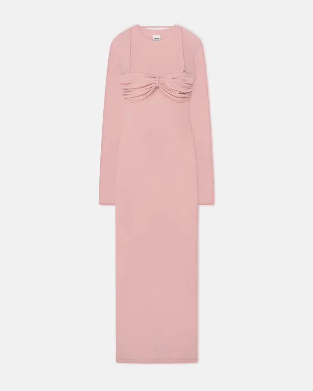 Artemiz - Mesh Jersey Midi Dress - Pink sold by Nanushka