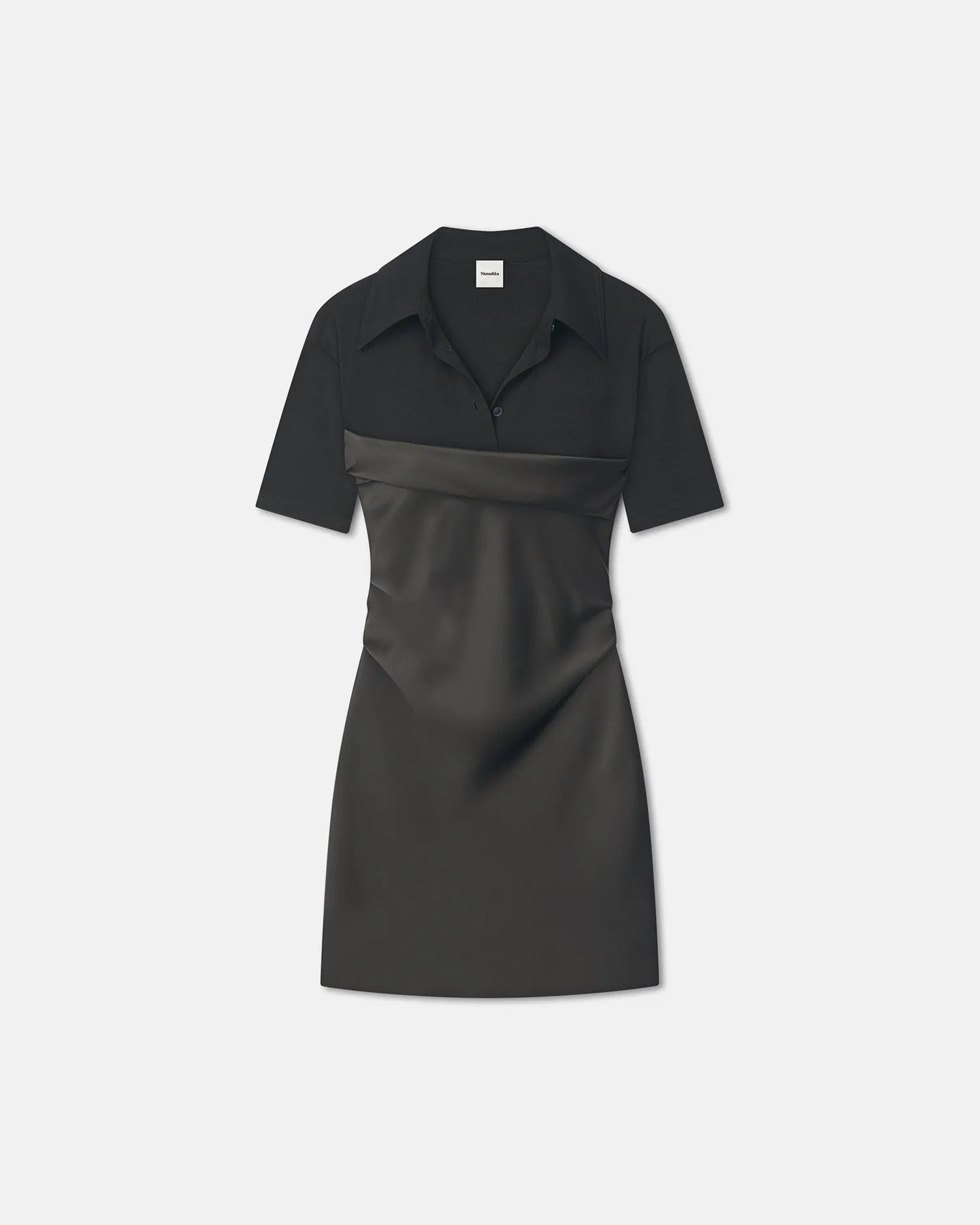 Heceta - Mesh Jersey and Slip Satin Mini Dress - Dark Green/Anthracite sold by Nanushka product image thumbnail 5