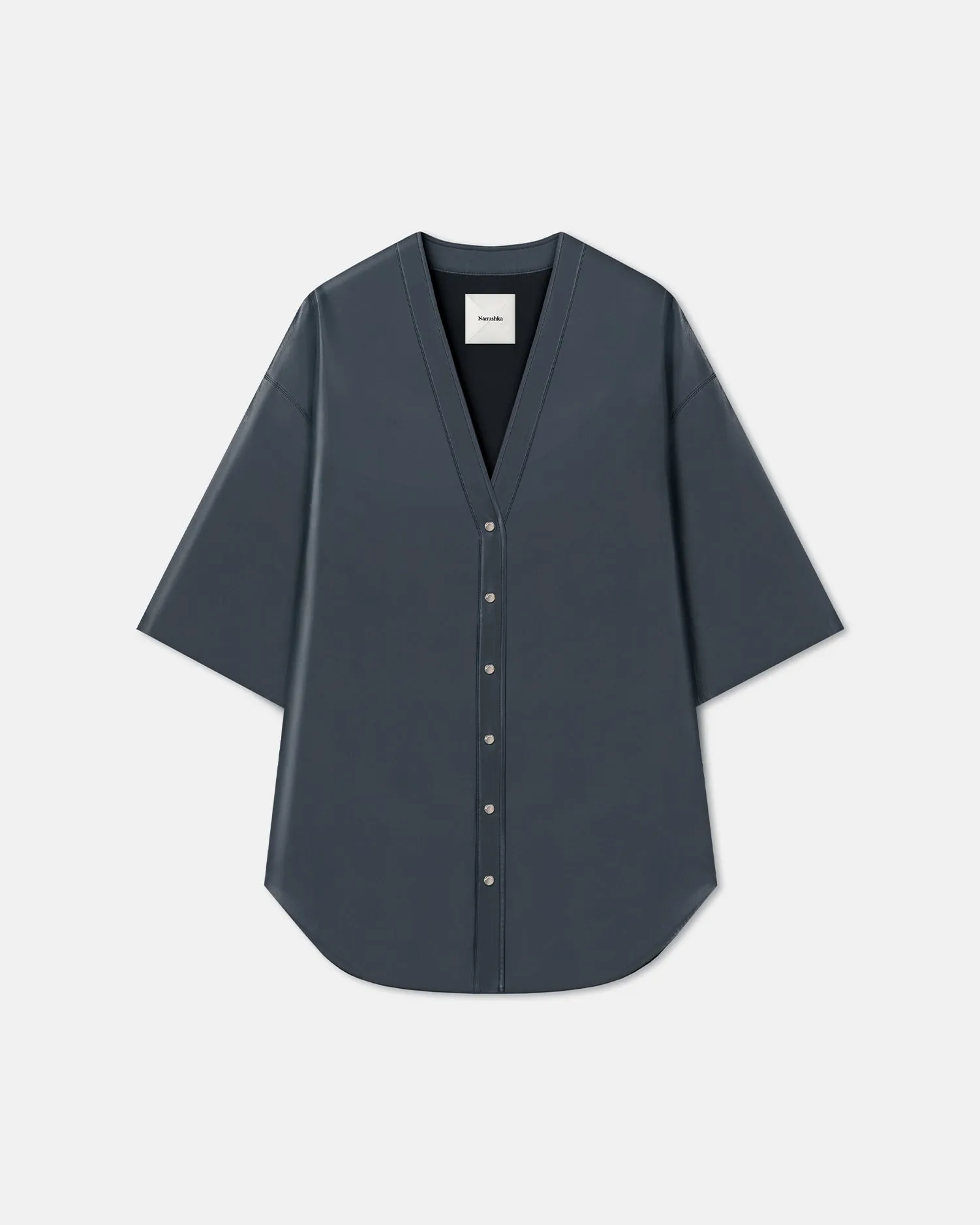 Ingar - Okobor™ Alt-Leather Mini Dress - Steel Blue sold by Nanushka