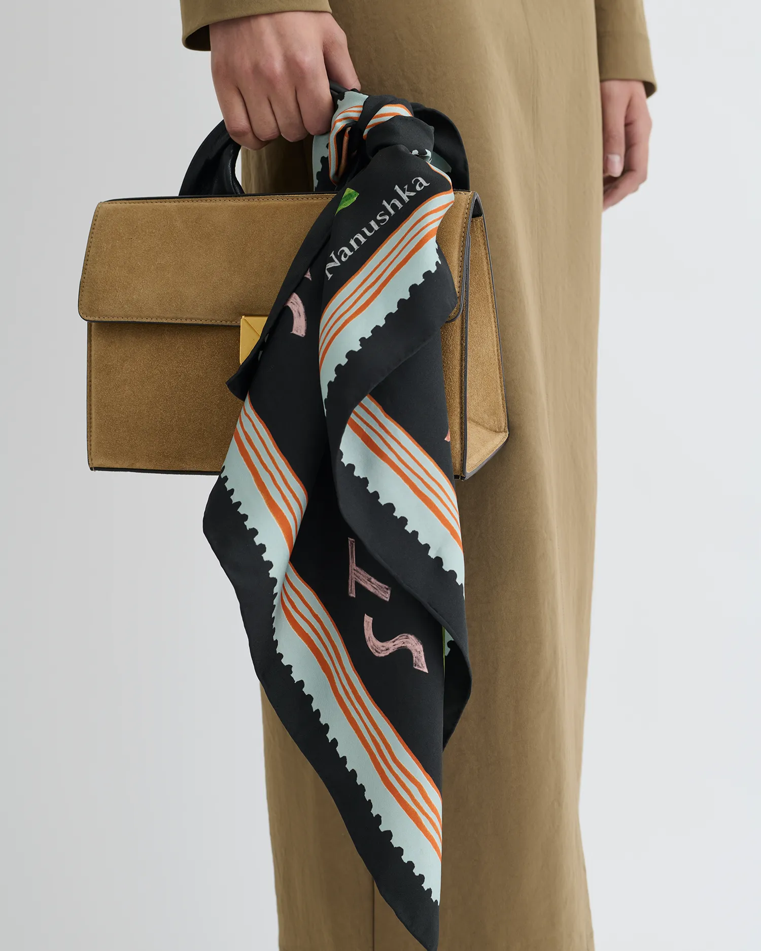 Shoul - Printed Silk Scarf - Black/Roses sold by Nanushka product image thumbnail 2