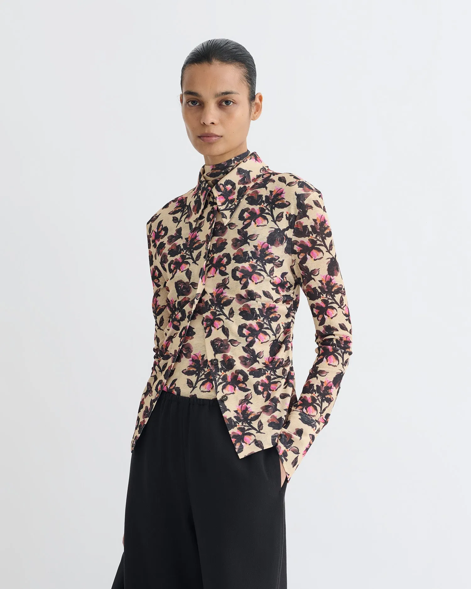 Idana - Printed Mesh Jersey Shirt - Tapestry Floral sold by Nanushka
