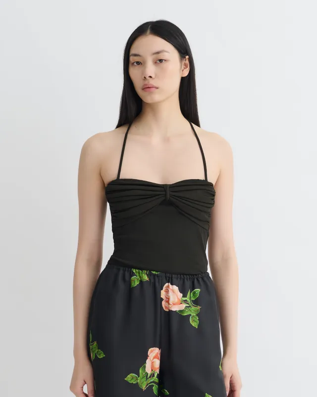 Rissa - Halter Neck Mesh Jersey Top - Anthracite made by Nanushka