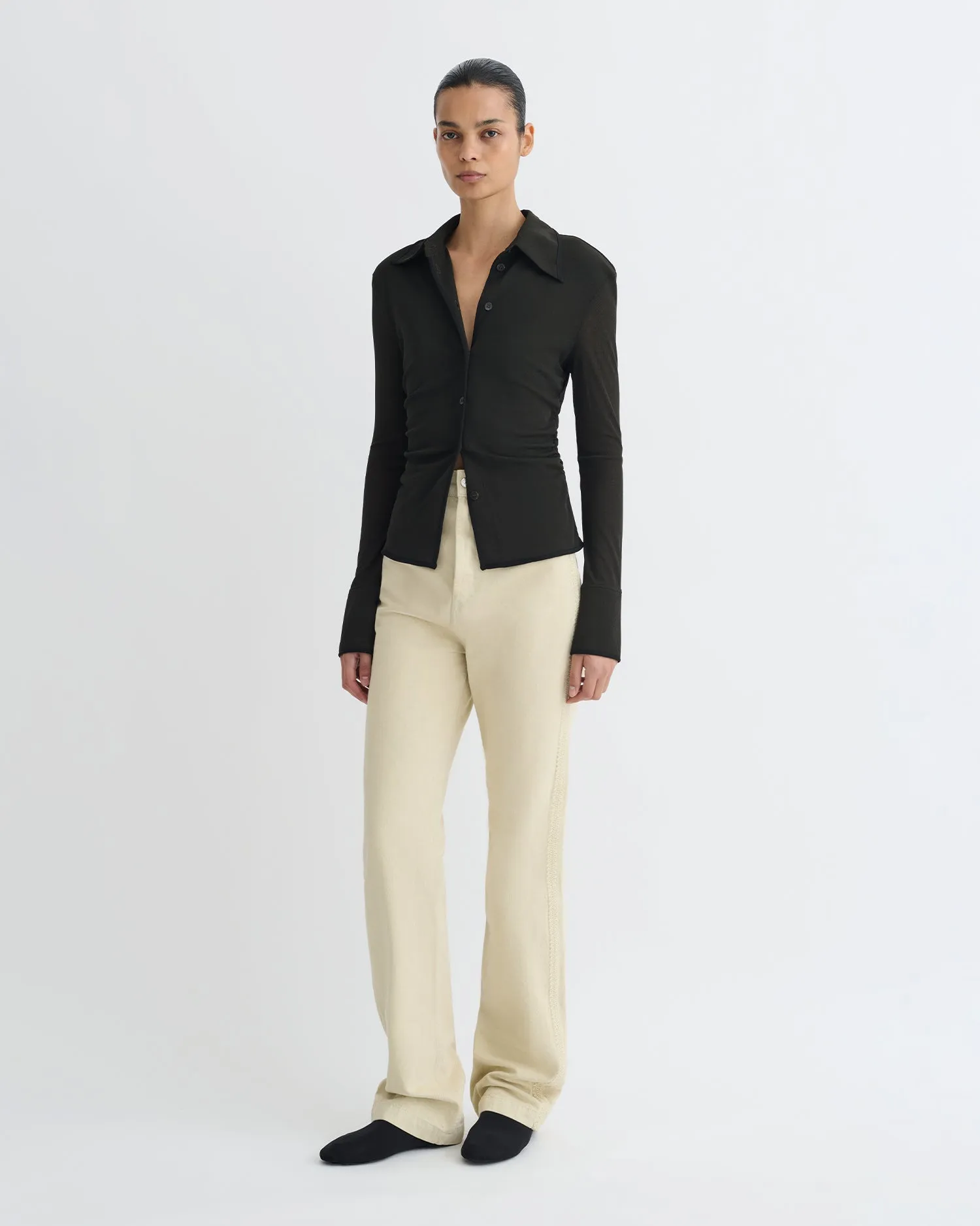 Idana - Mesh Jersey Shirt - Antracite/Black sold by Nanushka product image thumbnail 2