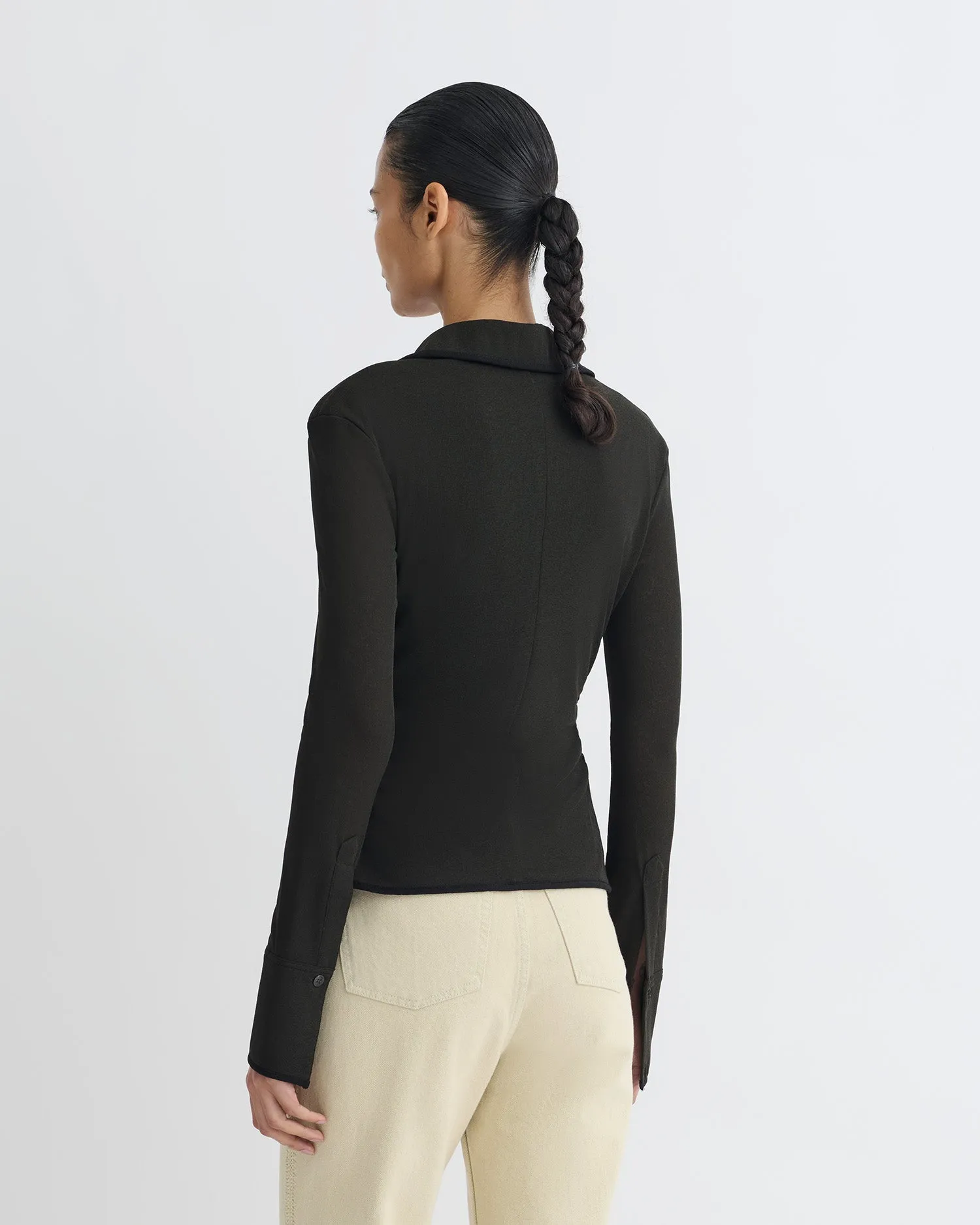 Idana - Mesh Jersey Shirt - Antracite/Black sold by Nanushka product image thumbnail 4