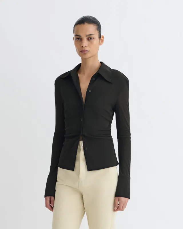 Idana - Mesh Jersey Shirt - Antracite/Black sold by Nanushka