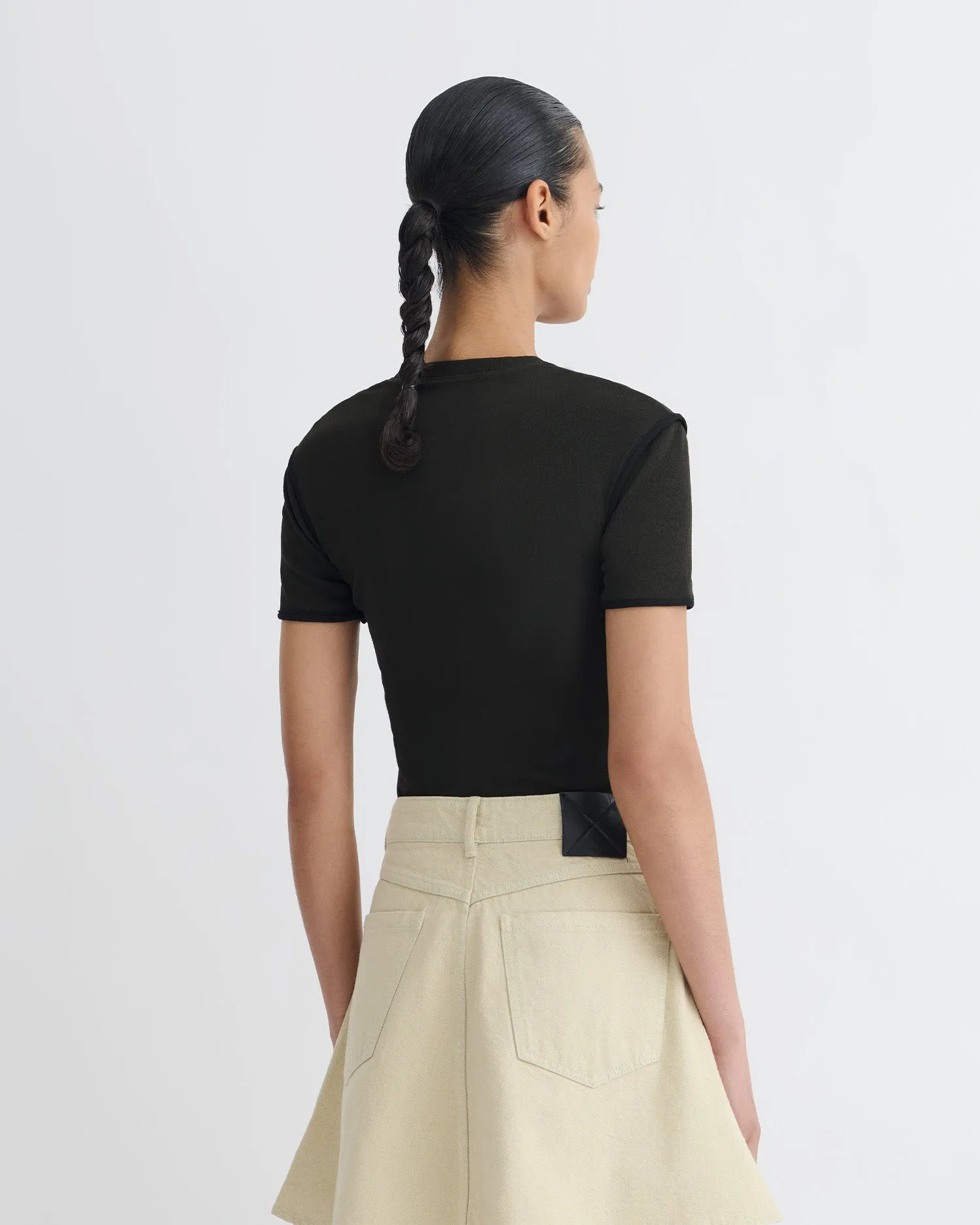 Sabelle - Cropped Mesh Jersey T-Shirt - Antracite/Black sold by Nanushka product image thumbnail 4