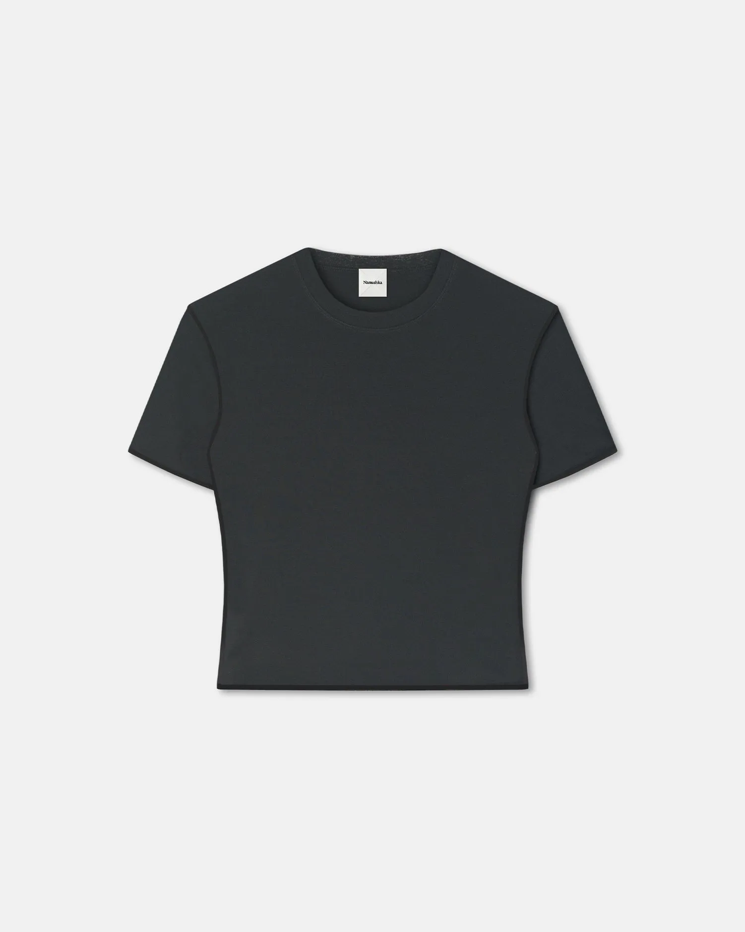 Sabelle - Cropped Mesh Jersey T-Shirt - Antracite/Black sold by Nanushka product image thumbnail 5