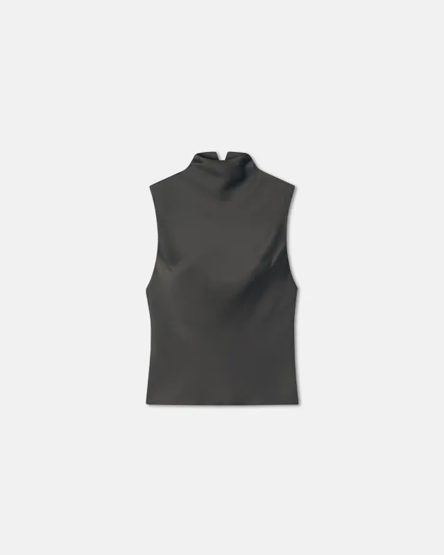 Colson - Slip Satin Turtleneck Top - Dark Green sold by Nanushka