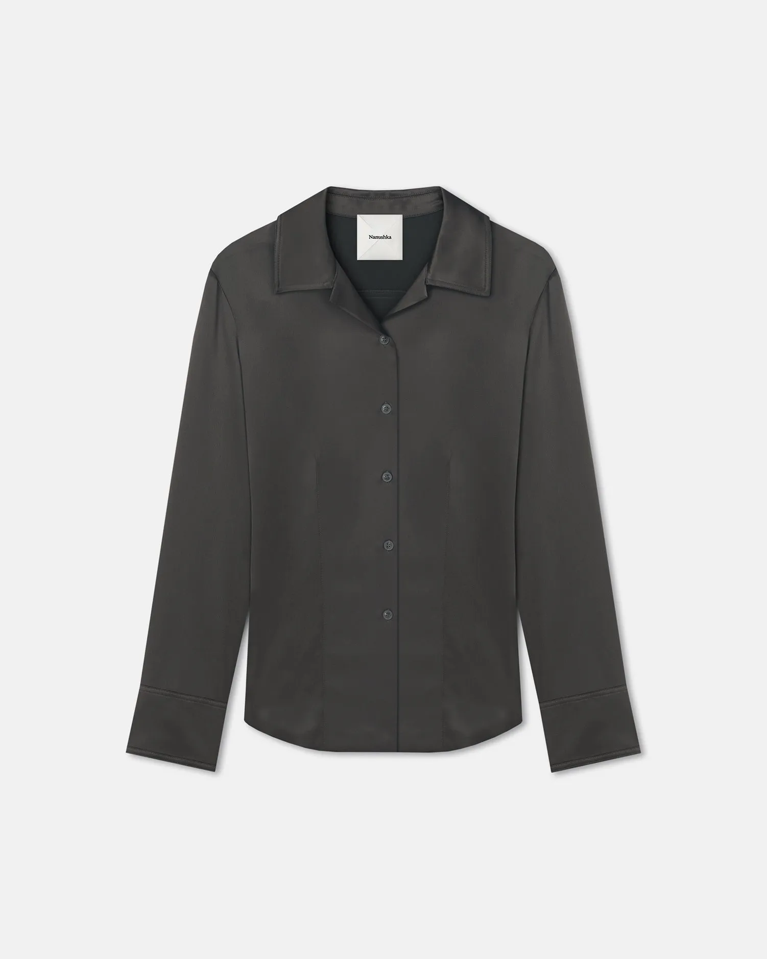 Nathalie - Slip Satin Shirt - Dark Green sold by Nanushka product image thumbnail 5