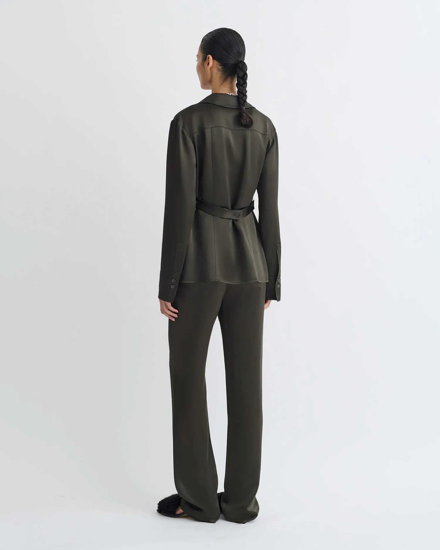 Nathalie - Slip Satin Shirt - Dark Green sold by Nanushka product image thumbnail 3