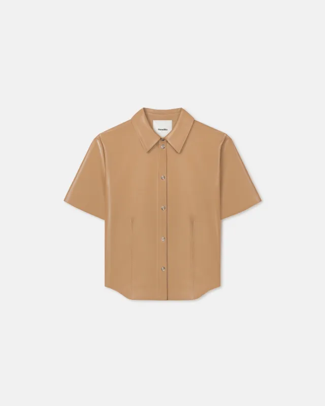 Clare - Okobor™Alt-Leather Shirt - Oak sold by Nanushka