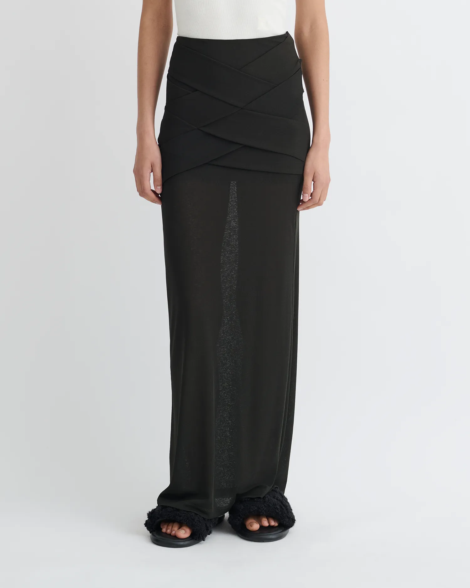 Shanda - Draped Mesh Jersey Maxi Skirt - Anthracite sold by Nanushka product image thumbnail 3
